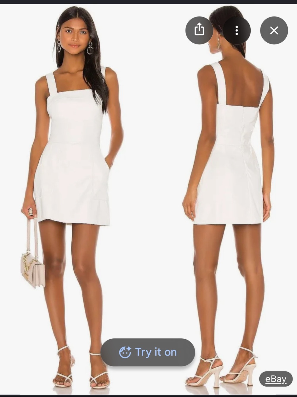 Amanda Uprichard Women's Ace Dress Pockets Vegan Leather Ivory White